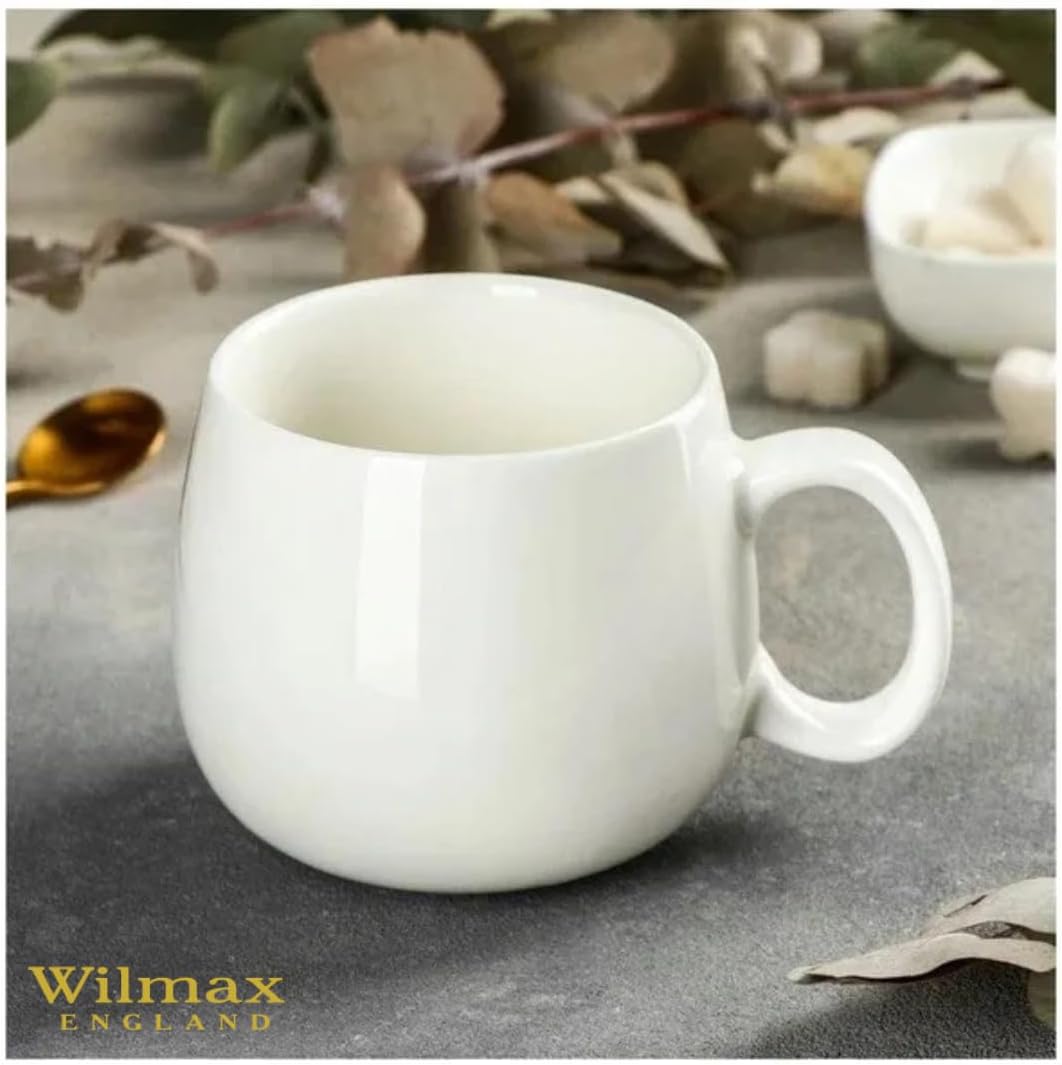 Wilmax Tasse 400 ml 4er-Set Weiß Porzellan – Anwendungs- oder Detailansicht; Lieferumfang: 4 Stück