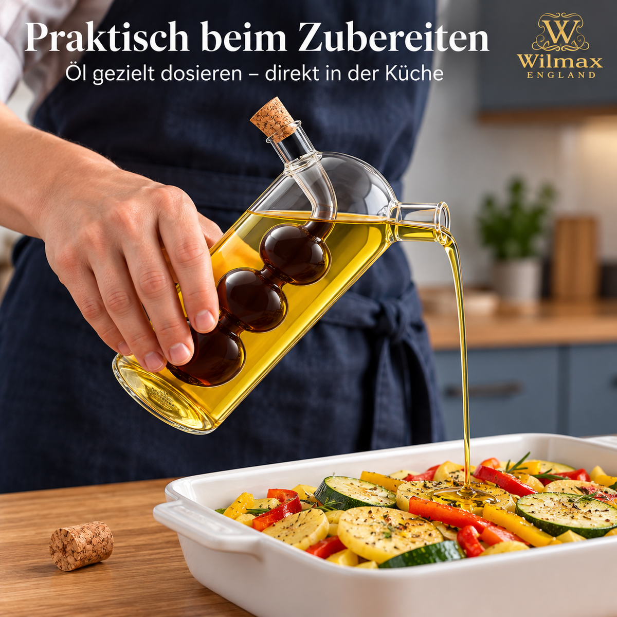 Wilmax Öl- und Essigflasche 300/60 ml Transparent Glas – Anwendungs- oder Detailansicht; Lieferumfang: 1 Stück