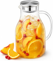 Wilmax Krug 2500 ml mit Edelstahldeckel und Filter Transparent Thermoglas – Produktansicht; Lieferumfang: 1 Stück