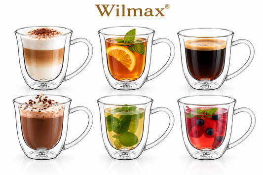 Wilmax Doppelwandige Tasse 250 ml 6er-Set Transparent
