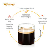 Wilmax Glastasse 100 ml 6er-Set Transparent Borosilikatglas – Anwendungs- oder Detailansicht; Lieferumfang: 6 Stück