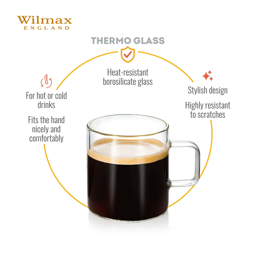Wilmax Glastasse 100 ml 6er-Set Transparent Borosilikatglas – Anwendungs- oder Detailansicht; Lieferumfang: 6 Stück