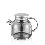 Wilmax Teekanne 1200 ml mit Federfilter und mit Edelstahldeckel Grau Thermoglas