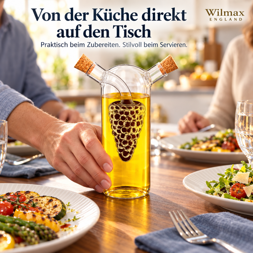 Wilmax Öl- und Essigflasche 250/50 ml Transparent Glas – Anwendungs- oder Detailansicht; Lieferumfang: 1 Stück
