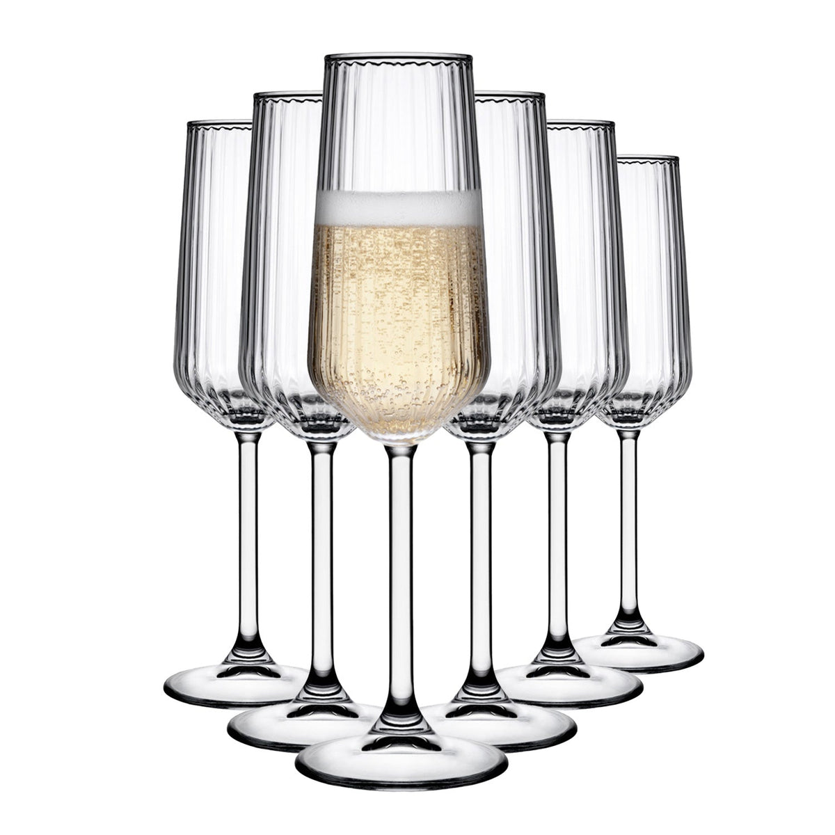 HELDENA Focus Champagnergläser 195 ml 6er Set aus klarem Glas für Sekt und Prosecco