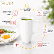 Wilmax Becher 630 ml 6er-Set Weiß Porzellan – Anwendungs- oder Detailansicht; Lieferumfang: 6 Stück