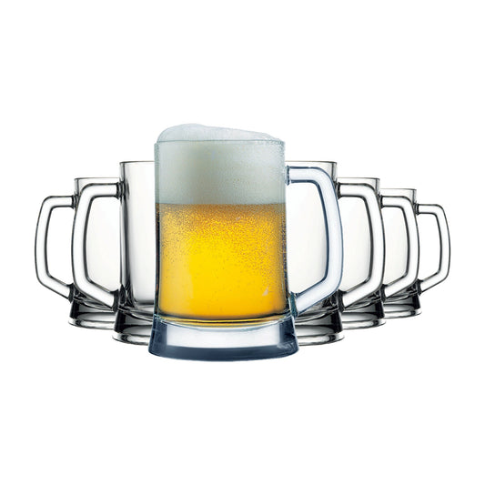 Pasabahce Biergläser 500 ml im 6er Set aus klarem Glas mit Henkel