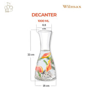 Wilmax Karaffe 1000 ml Transparent – Crystalline – Anwendungs- oder Detailansicht; Lieferumfang: 1 Stück