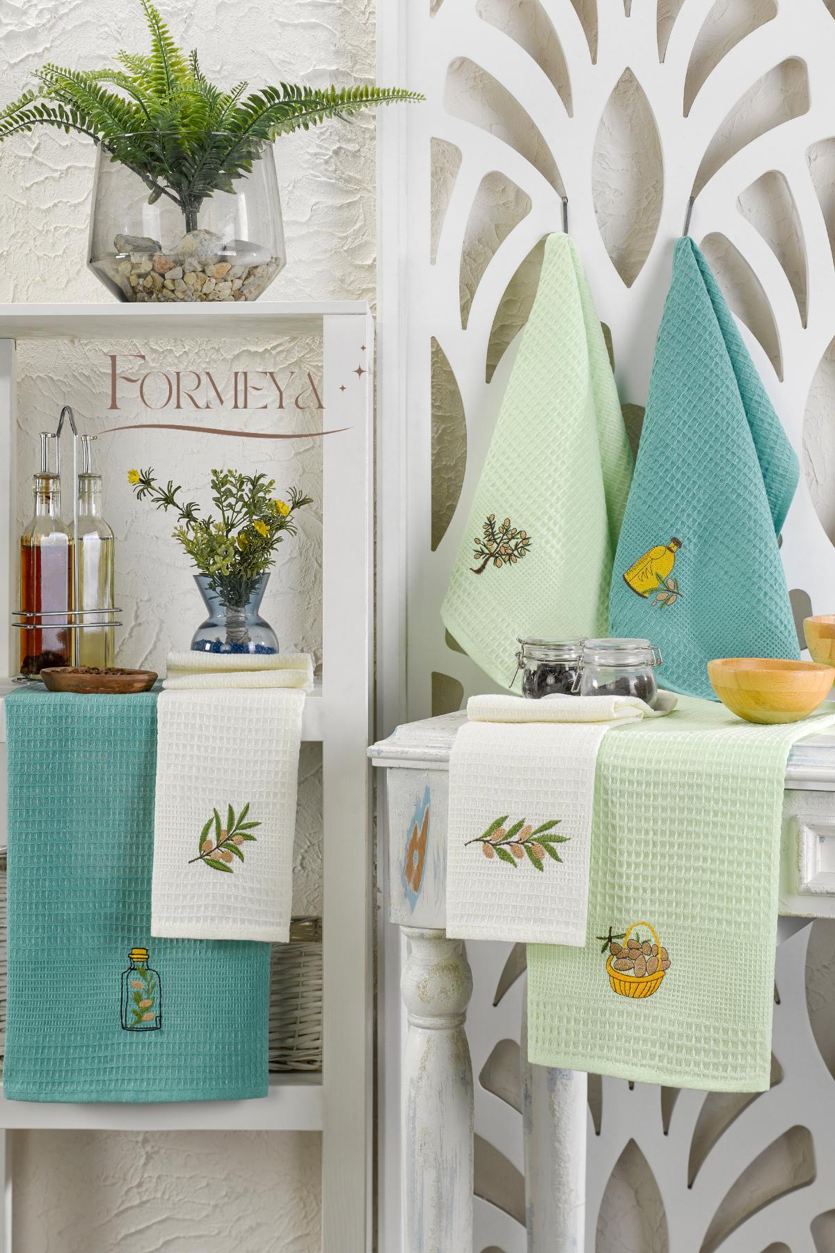 HELDENA Geschirrtücher Mint – 6er Set, 40×60 cm, Baumwolle Waffelstruktur