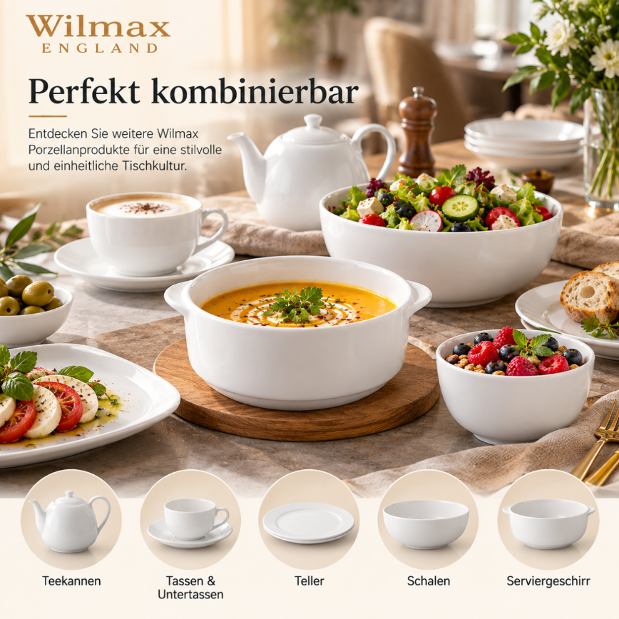 Wilmax Sahnekännchen 290 ml Weiß Porzellan – Anwendungs- oder Detailansicht; Lieferumfang: 1 Stück