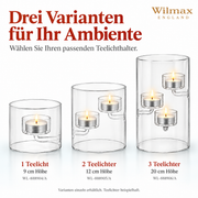 Wilmax Teelichthalter für 1 Teelicht 9 cm Transparent Glas – Anwendungs- oder Detailansicht; Lieferumfang: 1 Stück