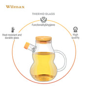 Wilmax Ölflasche 450 ml mit Ausgießer und Filter Transparent Glas – Anwendungs- oder Detailansicht; Lieferumfang: 1 Stück