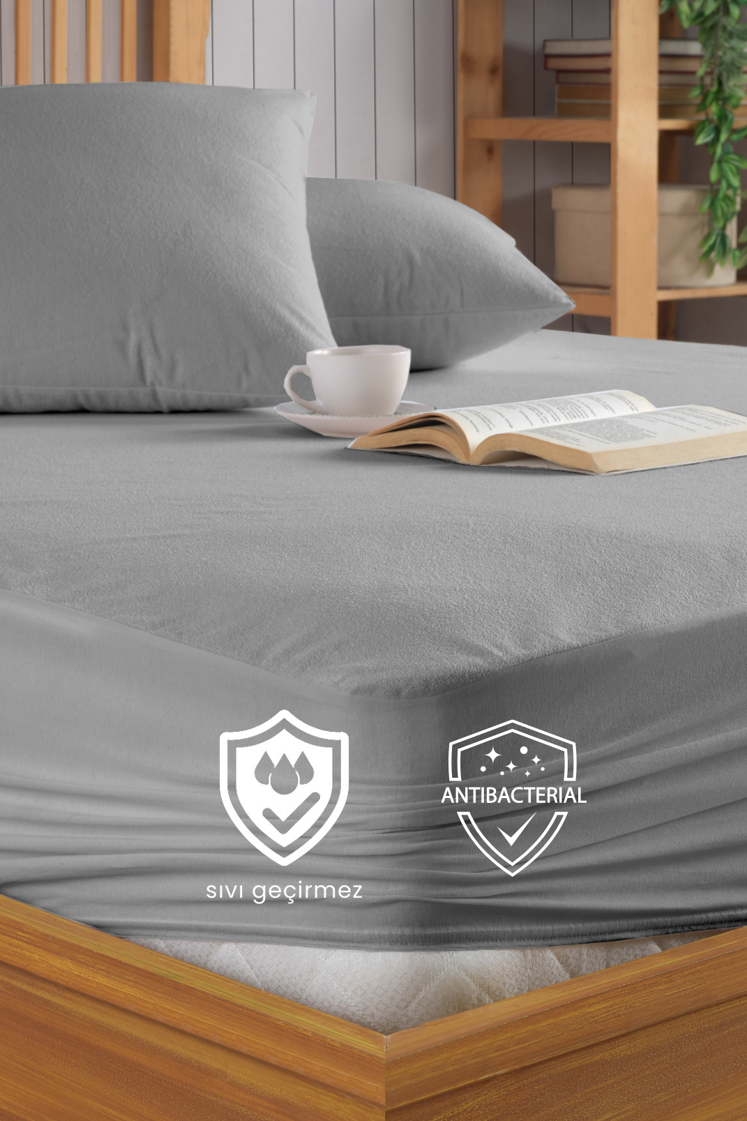 Wasserdichter Matratzenschoner für Matratzen aus Mikrofaser – Pamukkale Powder, Grau