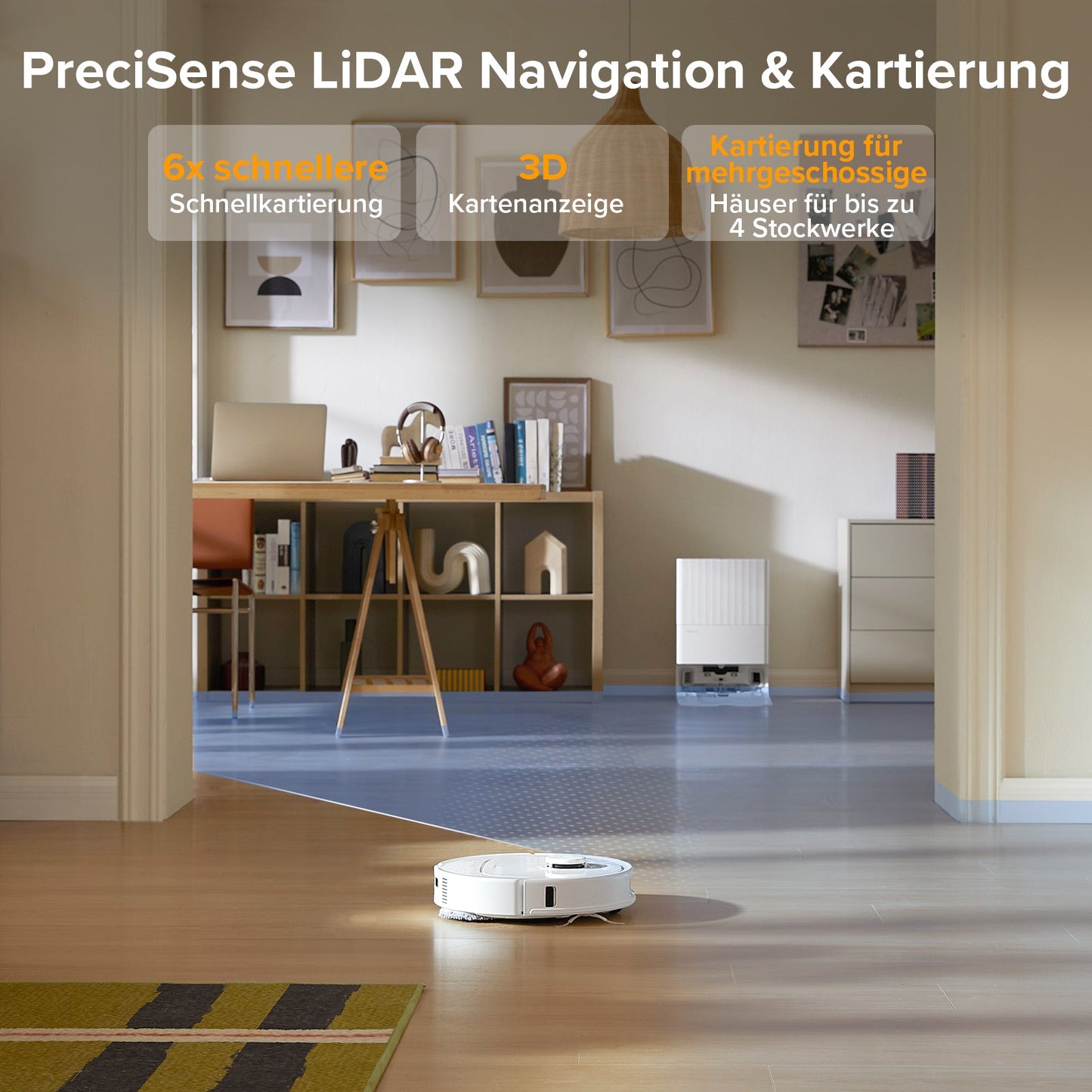 Roborock QV 35A Saugroboter mit Multifunktionsdock – 8.000 Pa | Rotierende Mopps | HELDENA