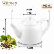 Wilmax Kaffee- und Teekanne mit Ausgusssieb 900 ml Weiß Porzellan – Anwendungs- oder Detailansicht; Lieferumfang: 1 Stück