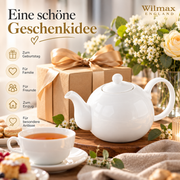 Wilmax Kaffee- und Teekanne mit Ausgusssieb 500 ml Weiß Porzellan – Anwendungs- oder Detailansicht; Lieferumfang: 1 Stück