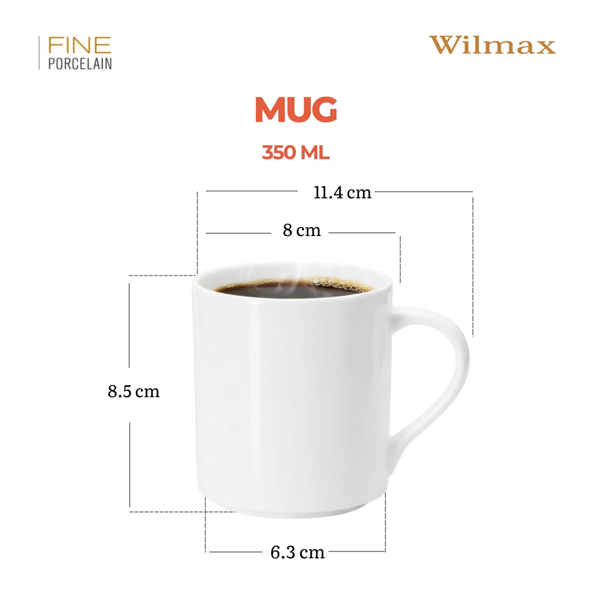 Wilmax Becher 320 ml 2er-Set Weiß Porzellan – Anwendungs- oder Detailansicht; Lieferumfang: 2 Stück