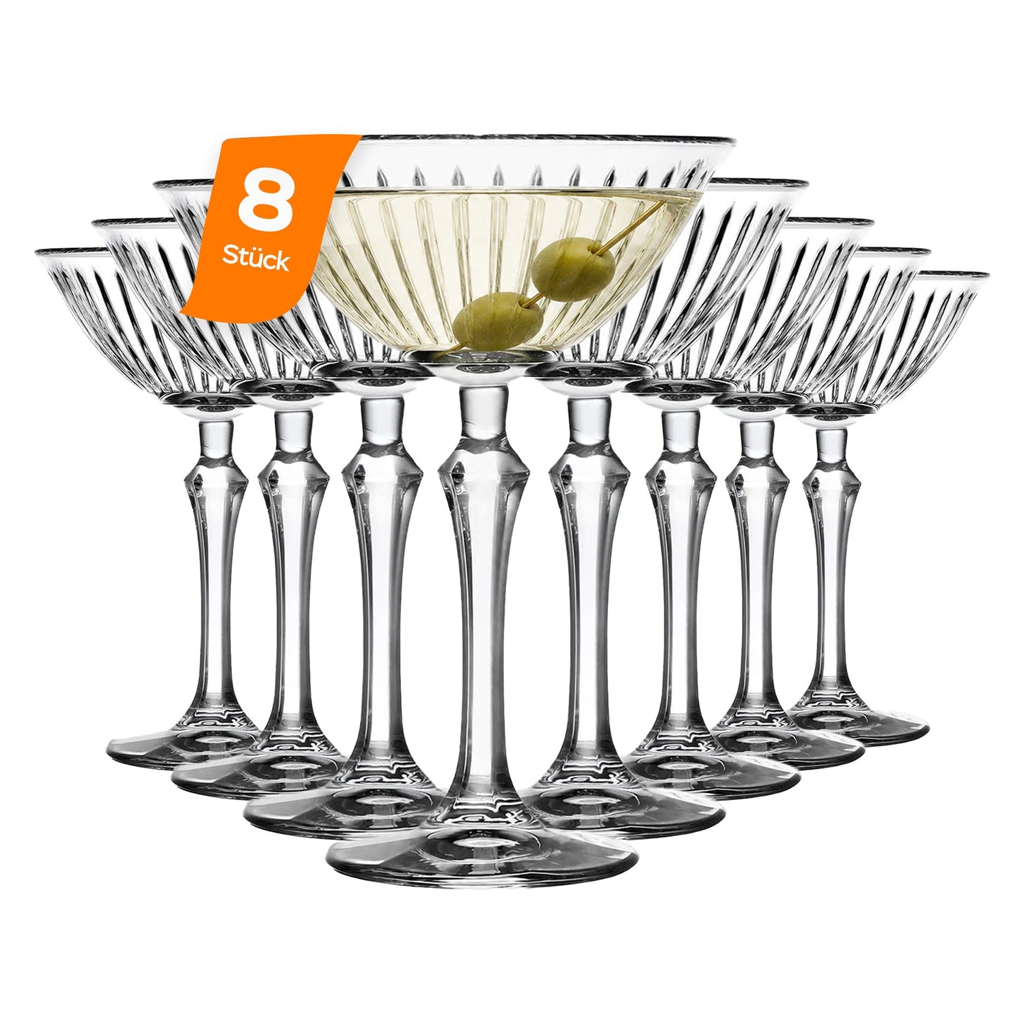 HELDENA Joy Martinigläser 220 ml – 4er Set Stielgläser aus Glas