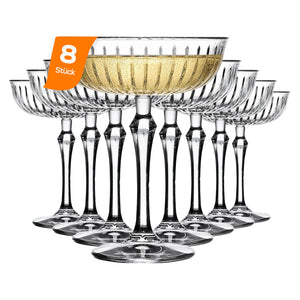 HELDENA Champagnerschalen 245 ml – 4er Set Coupe-Gläser aus Glas