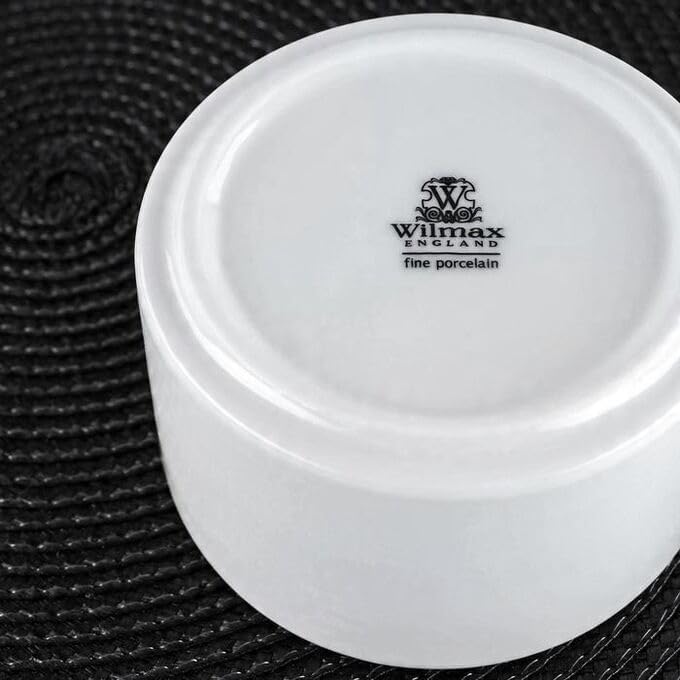Wilmax Servierset 2-teilig mit Schüssel 20 cm mit Bambusständer Weiß Porzellan – Anwendungs- oder Detailansicht; Lieferumfang: 1 Schüssel + 1 Bambusständer