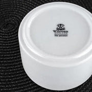 Wilmax Servierset 2-teilig mit Schüssel 20 cm mit Bambusständer Weiß Porzellan – Anwendungs- oder Detailansicht; Lieferumfang: 1 Schüssel + 1 Bambusständer