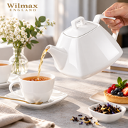 Wilmax Kaffee- und Teekanne mit Ausgusssieb 1050 ml Weiß Porzellan – Anwendungs- oder Detailansicht; Lieferumfang: 1 Stück