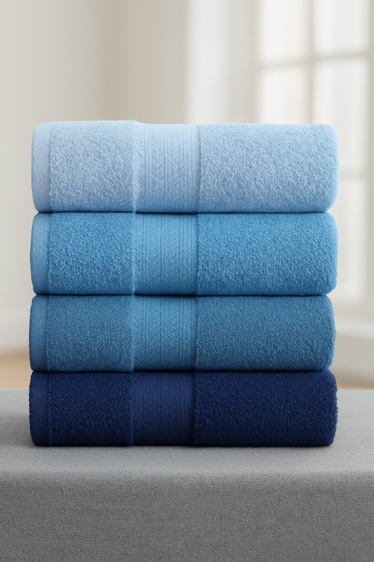 HELDENA Handtuch-Set Blau 4er – Baumwolle, 50×85 cm