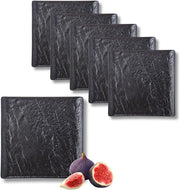 Wilmax Quadratische Servierplatte 17 × 17 cm 6er-Set Schwarz Porzellan – Produktansicht; Lieferumfang: 6 Stück
