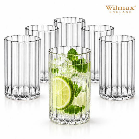 Wilmax Geriffeltes Glas 250 ml 6er-Set Transparent Borosilikatglas