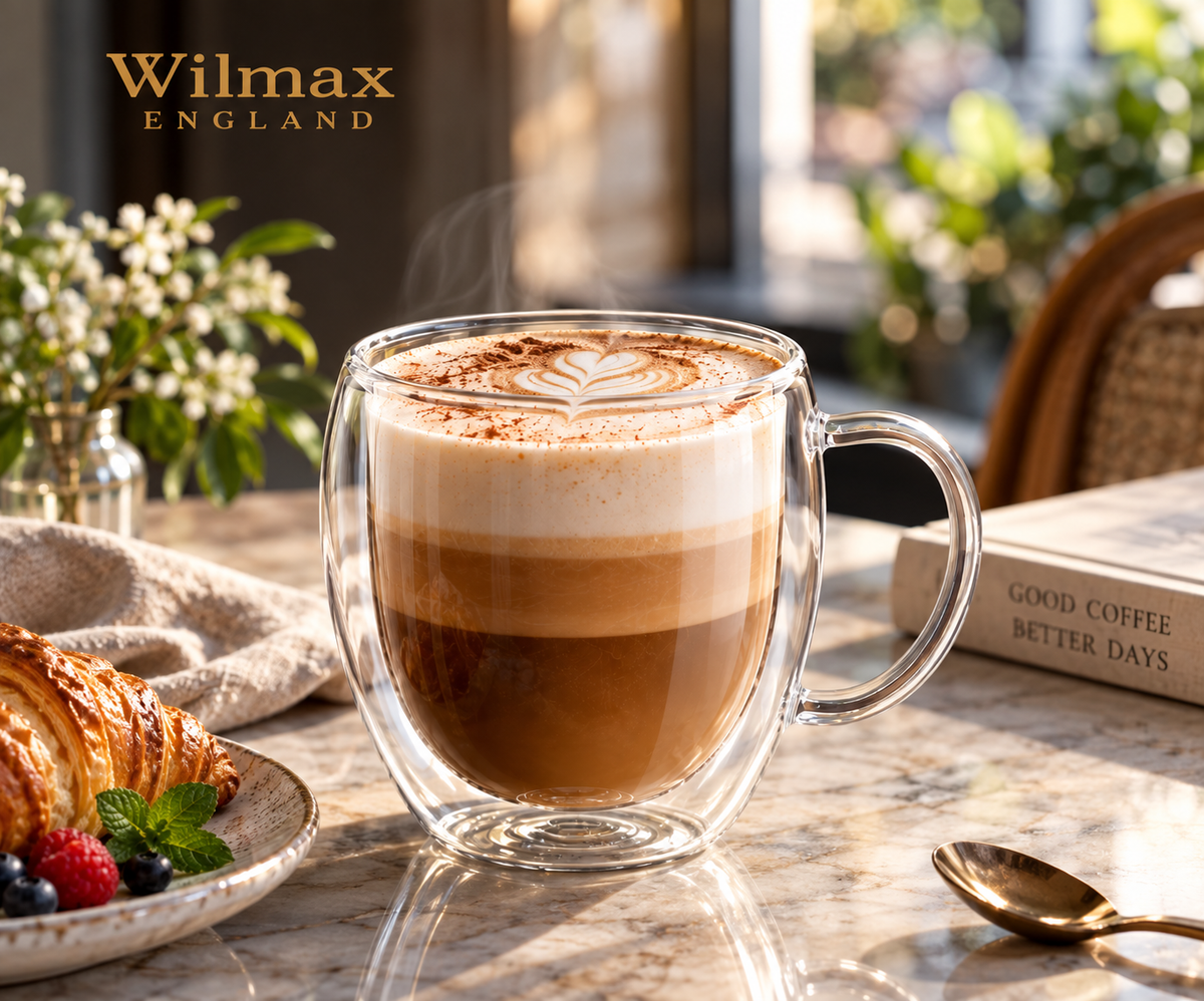 Wilmax Doppelwandiger Glasbecher 400 ml 6er-Set Transparent – Anwendungs- oder Detailansicht; Lieferumfang: 6 Stück