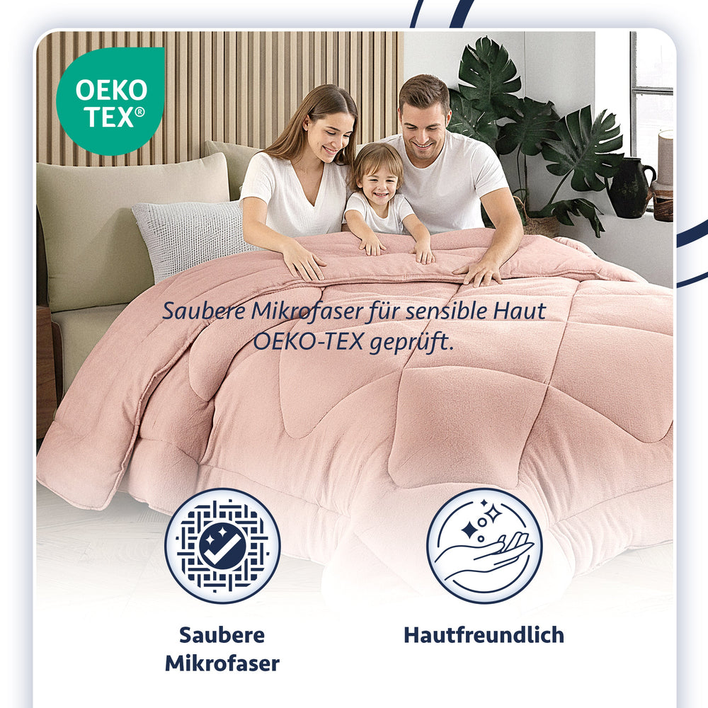 HELDENA Wellsoft Bettdecke Rosa – Detail der doppelseitigen Ausführung