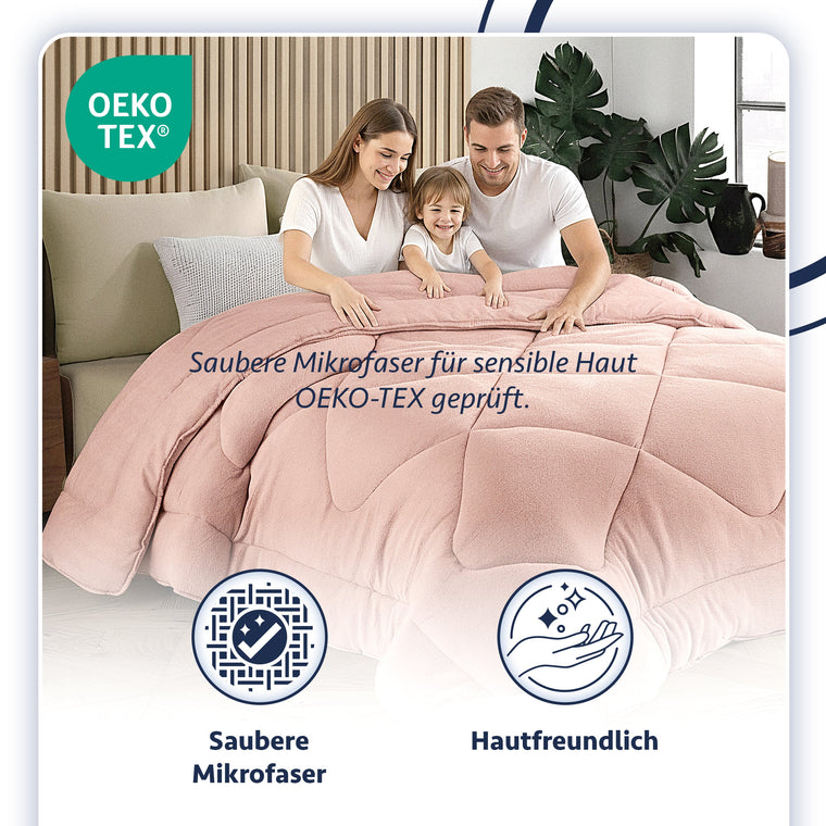 HELDENA Wellsoft Bettdecke Rosa – Detail der doppelseitigen Ausführung
