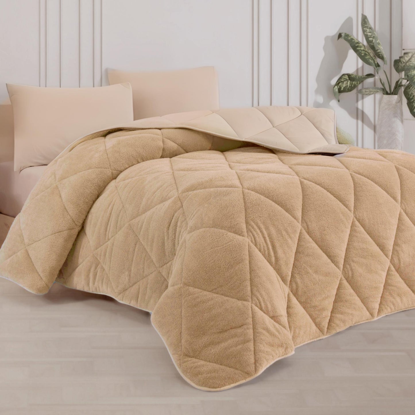 Beige Wellsoft Doppelbett Ganzjahresdecke 220x240 weich gemütlich