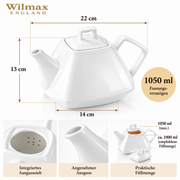 Wilmax Kaffee- und Teekanne mit Ausgusssieb 1050 ml Weiß Porzellan – Anwendungs- oder Detailansicht; Lieferumfang: 1 Stück