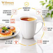 Wilmax Tasse 380 ml 4er-Set Weiß Porzellan – Anwendungs- oder Detailansicht; Lieferumfang: 4 Stück