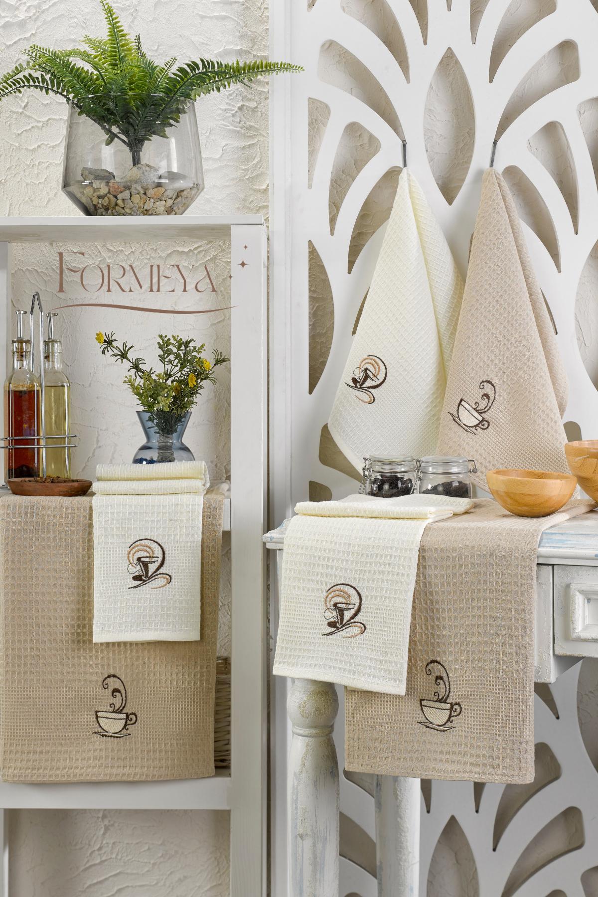 HELDENA Geschirrtücher Braun – 6er Set, 40×60 cm, Baumwolle Waffelstruktur