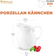 Wilmax Krug 830 ml Weiß Porzellan – Anwendungs- oder Detailansicht; Lieferumfang: 1 Stück
