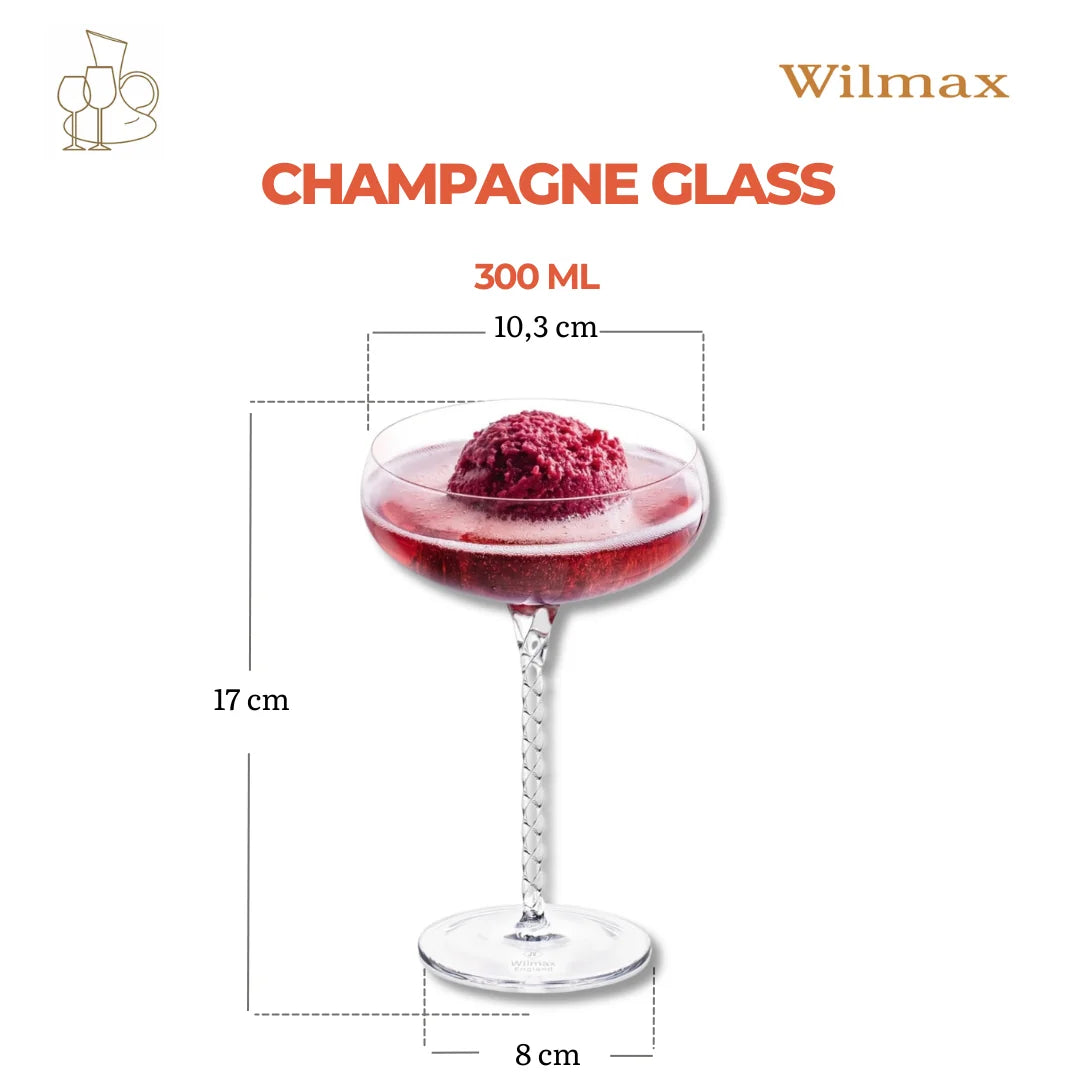 Wilmax Champagnerschale 300 ml 2er-Set Transparent – Crystalline – Anwendungs- oder Detailansicht; Lieferumfang: 2 Stück