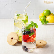 Wilmax Glasbecher 500 ml mit Deckel und Trinkhalm Transparent – Anwendungs- oder Detailansicht; Lieferumfang: 1 Stück
