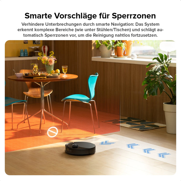 Roborock Q10 S5 Set schwarzer Saugroboter Detailansicht mit Bürste und Wischmodul
