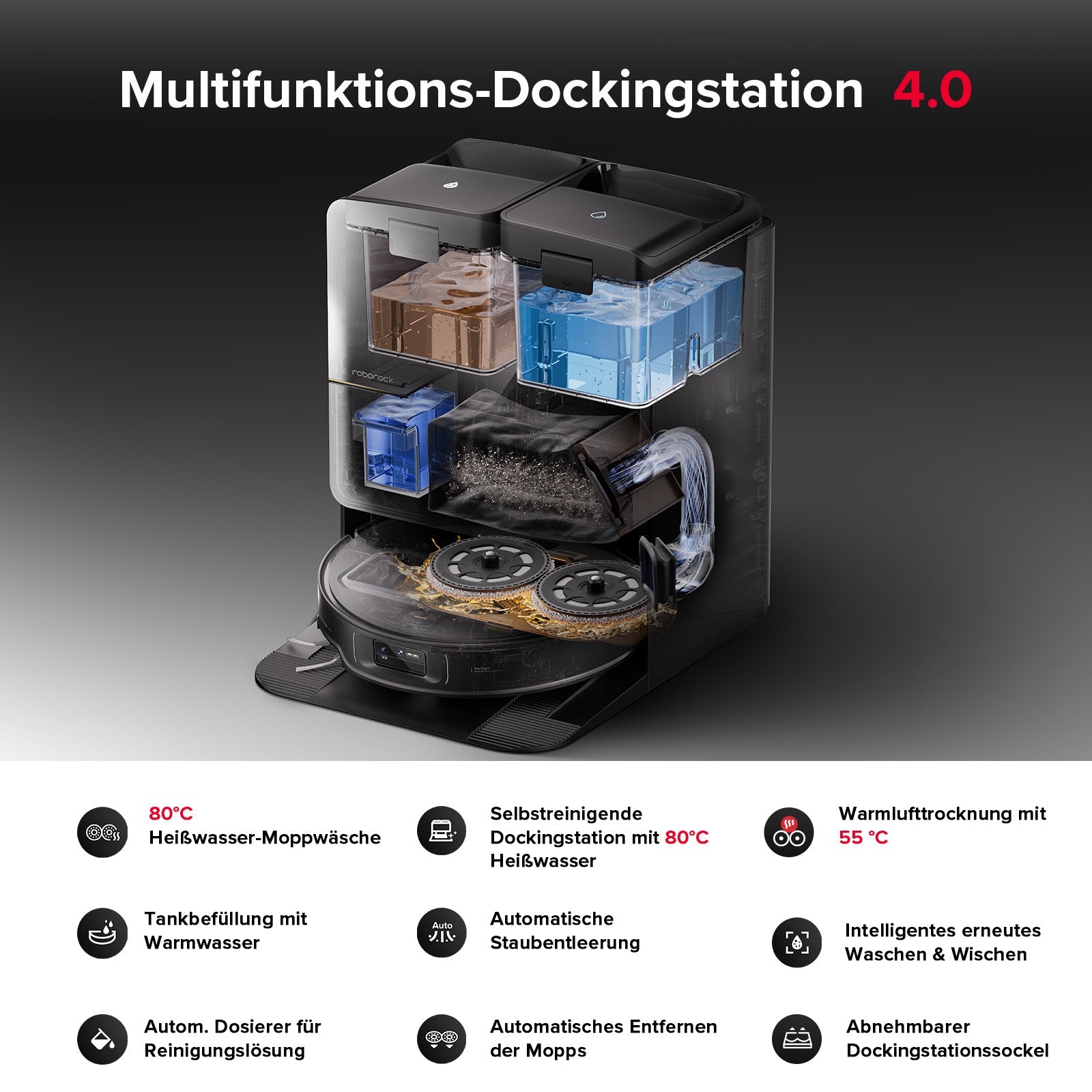 Roborock Saros Z70 mit Wischfunktion und StarSight-Navigation, ultraflach
