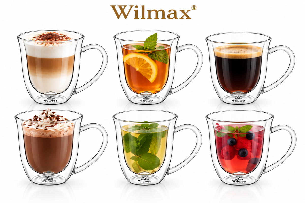 Wilmax Doppelwandiger Becher 300 ml 6er-Set Transparent