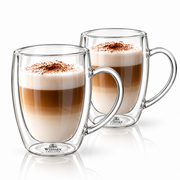 Wilmax Doppelwandiger Thermobecher 500 ml 2er-Set Transparent – Produktansicht; Lieferumfang: 2 Stück