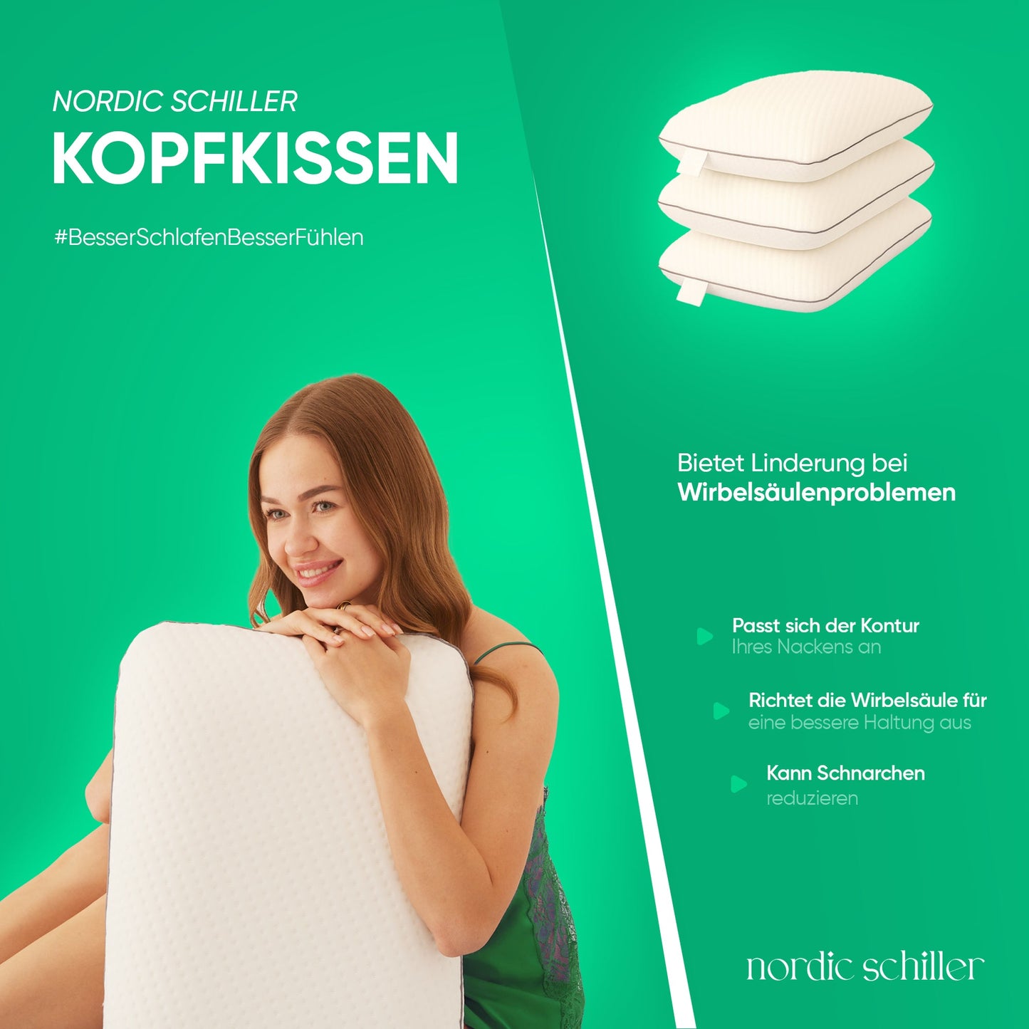 Schlichtes Design des HELDENA Visco Klassischen Schlafkissens 60 x 40 cm