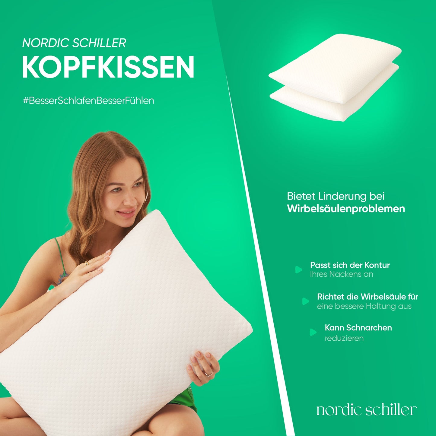 Designansicht des HELDENA Klassischen Kopfkissens mit Mikrofaserfüllung