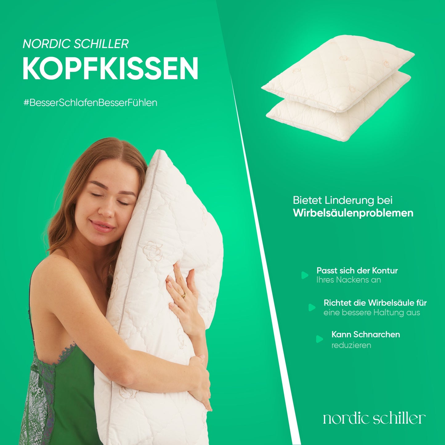 HELDENA Baumwollkissen, Designansicht in Weiß
