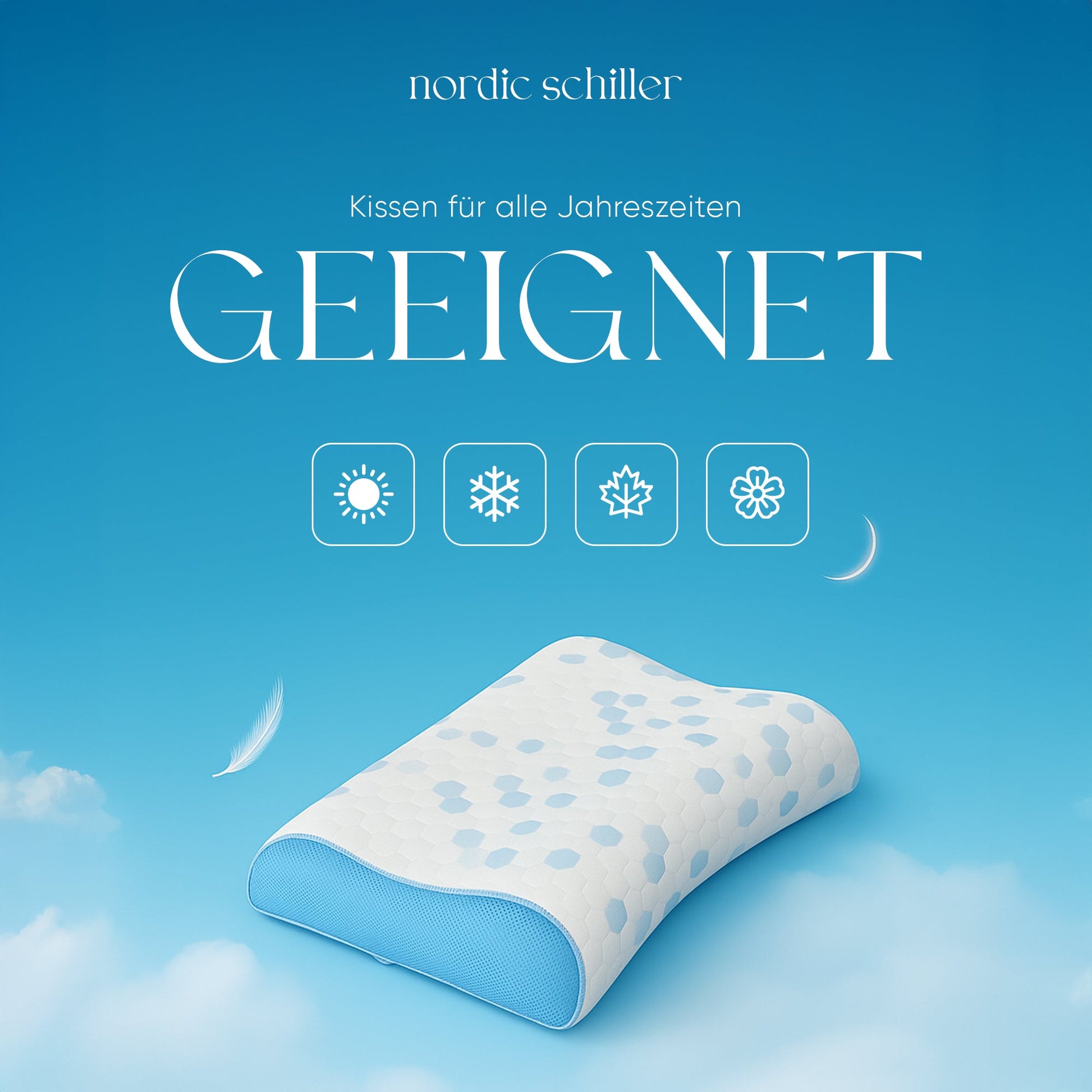 Cooler Visco Doppel-Nackenstützkissen 60 x 40 cm für ganzjährige Nutzung im Schlafzimmer