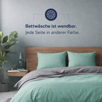 HELDENA Wendebettwäsche-Set Grün/Grau – Kissenbezug Detail