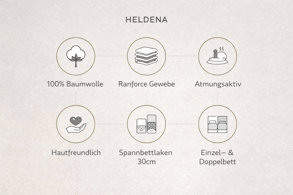 HELDENA Bettwäsche-Set – Informationsgrafik zu Materialeigenschaften