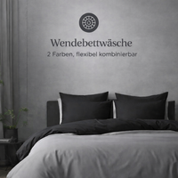 HELDENA Wendebettwäsche-Set Schwarz/Grau – Schlafzimmerszene
